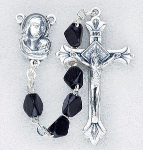 6mm Black Boxwood Triangular Bead Rosary