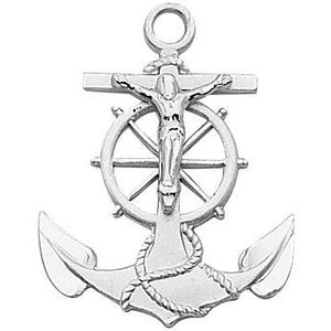Anchor SS Crucifix Necklace