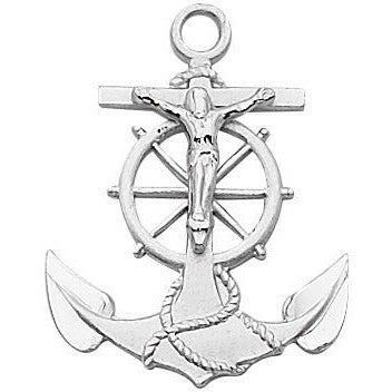 Anchor SS Crucifix Necklace