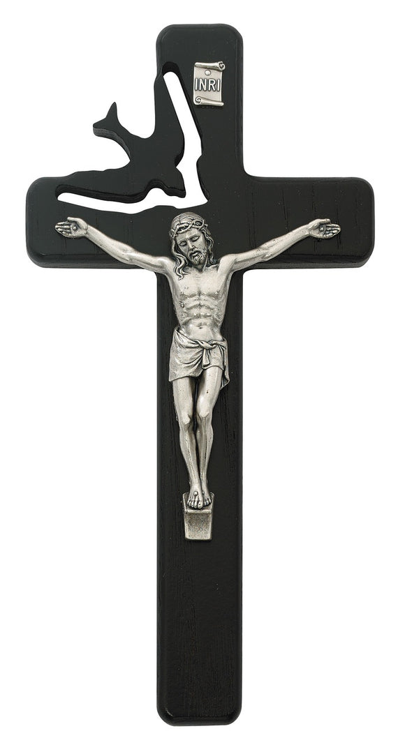8” Black Wood Holy Spirit Crucifix