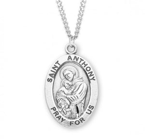 Large SS St Anthony Medal Necklace