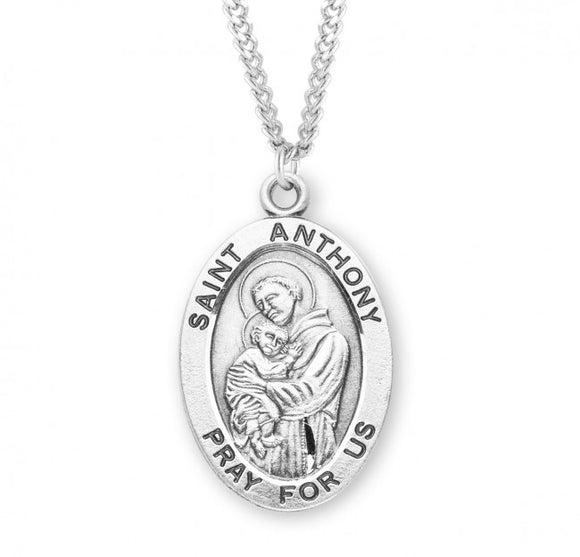 Large SS St Anthony Medal Necklace