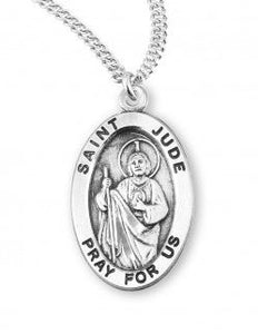 SS St Jude Oval Necklace 20 Inch Chain