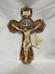 11" St Benedict Marfilita Hand Painted Crucifix