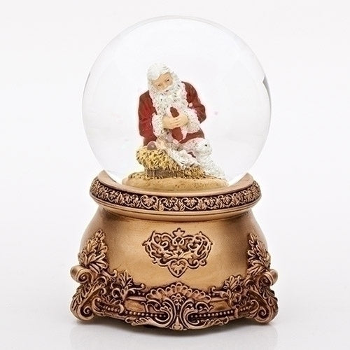 4.5'H Kneeling Santa Musical Glitter Dome