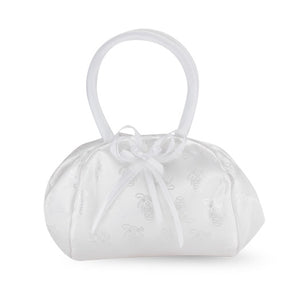 White Satin Chalice Brocade First Communion Purse With Bow