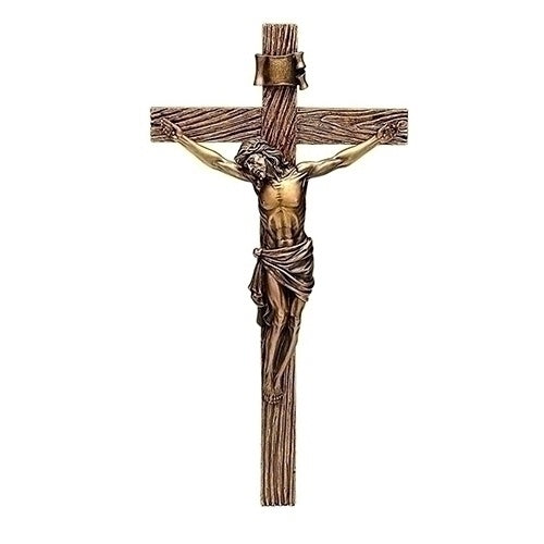 13.25” Carved Resin Crucifix with Antique Gold Corpus