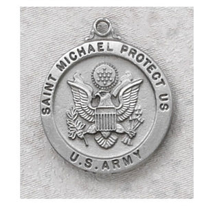 Army Pewter St Michael Necklace 24 Inch Chain