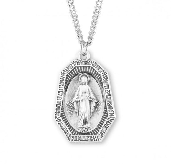 SS Octagonal Miraculous Medal Necklace
