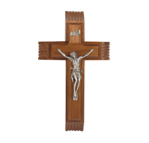10" Walnut Sick Call Crucifix with Pewter Corpus