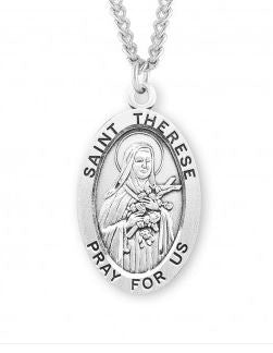 SS Therese of Lisieux Lg Oval Medal 24 Inch Chain