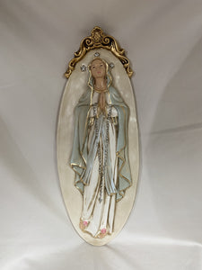 16.5" Our Lady of the Rosary Hand Painted Plaque