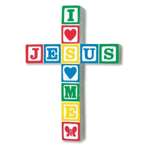 Block Wall Cross Primary Colors