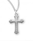 Swirl Tipped .8" SS Cross Necklace 18" Chain