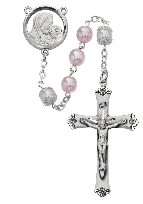 7MM Pink Pearl Rosary