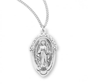 SS Elongated Oval Miraculous Medal Necklace