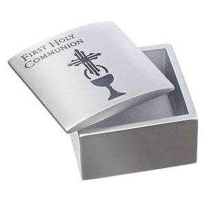 2" Silver First Communion Keepsake Box