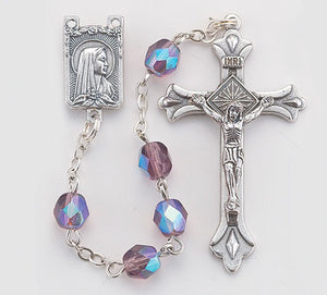 6mm Amethyst Tin Cut Czech Glass Bead Rosary