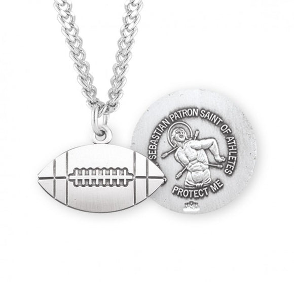 St Sebastian SS Football Medal Necklace 24 Inch Chain