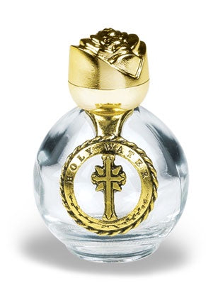 Gold Cross Glass Holy Water Bottle