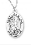 St Joan Of Arc SS .9" Small Oval Medal Necklace 18" Chain