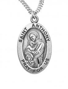 St Anthony SS Small Oval Necklace