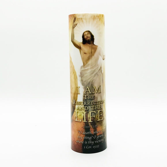 I AM The Resurrection LED Flameless Devotional Candle