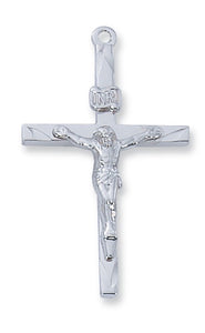 Large Polished SS Crucifix Necklace 24 Inch Chain