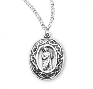 St Jude SS .9" Crown Of Thorns Necklace 18" Chain