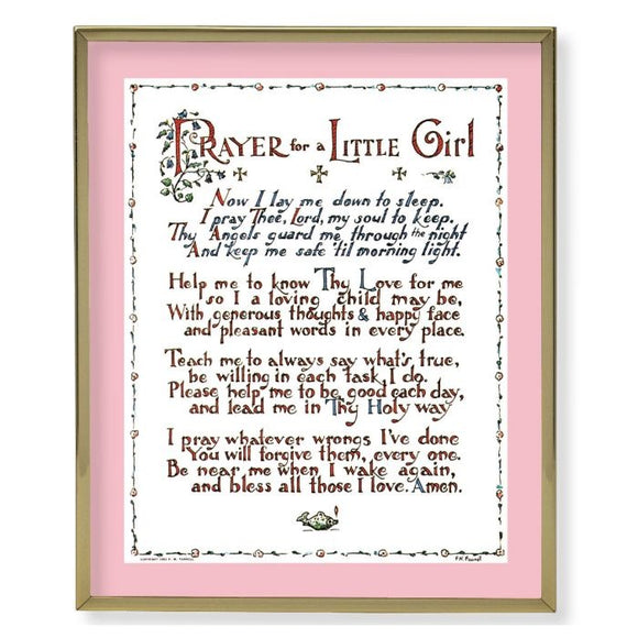 Prayer For A Little Girl Plaque