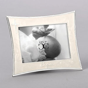 3.5" x 5" Baptism Silver Cross Frame