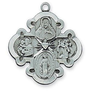 Antique Silver Baroque 4-Way Medal Necklace