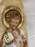 15.5" St Joseph With Child Jesus Hand Painted Plaque