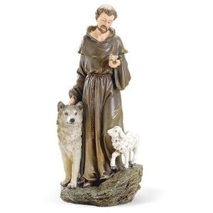 10" St Francis with Wolf and Lamb Statue