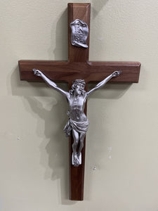 15" Heirloom Quality Walnut Crucifix, Pewter Corpus