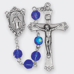 7mm Sapphire Crystal Bead Miraculous Rosary