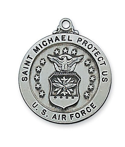 Air Force St Michael Pewter Medal 24 Inch Chain