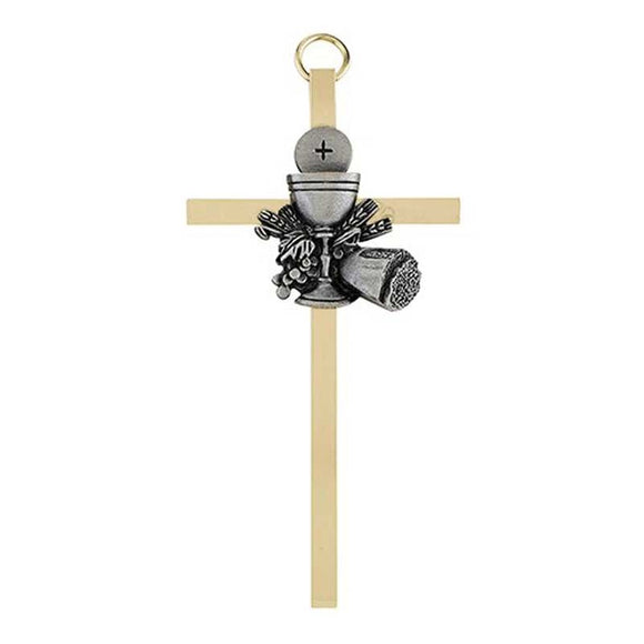 Brass Cross With Chalice Emblem 4.25