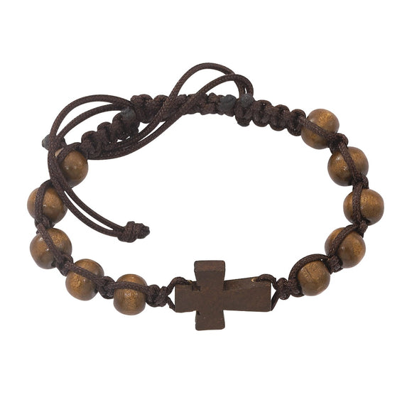 Brown Corded Cross Bracelet C