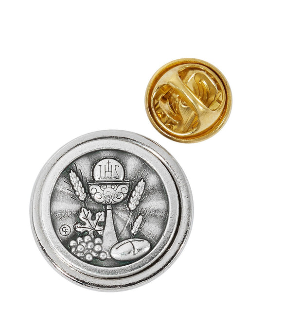 Round Silver Communion Pin