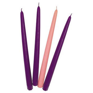12" Advent Taper 4 Candle Set Purple And Pink