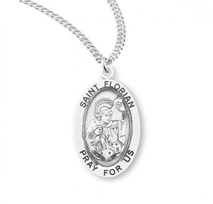 St Florian SS Small Oval Necklace 20 Inch Chain