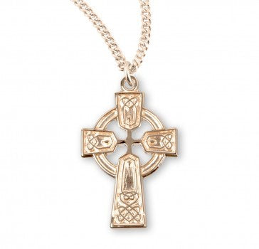 Gold Over SS Celtic Cross 18 Inch Chain