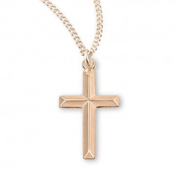 Gold Over Sterling Silver Angle Edged Cross 18'' Chain