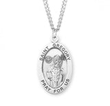 St Gregory SS Large Oval Necklace 24 Inch Chain