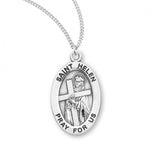 St Helen SS Small Oval Necklace 18 Inch Chain
