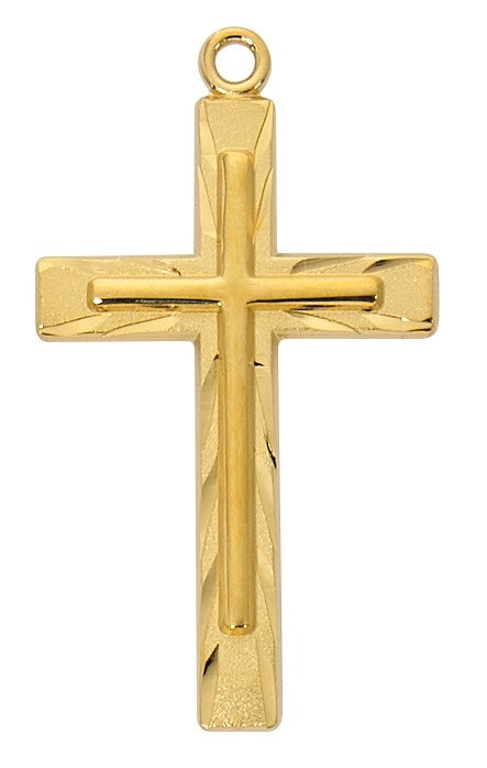 Gold Cross With Cross 24 Inch Chain