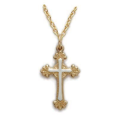 Gold Over SS Two Tone Cross 18 Inch Chain