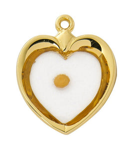 Gold on SS Heart Shaped Mustard Seed Necklace 18 Inch Chain