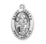 St Joseph SS .9" Small Oval Medal Necklace 20" Chain